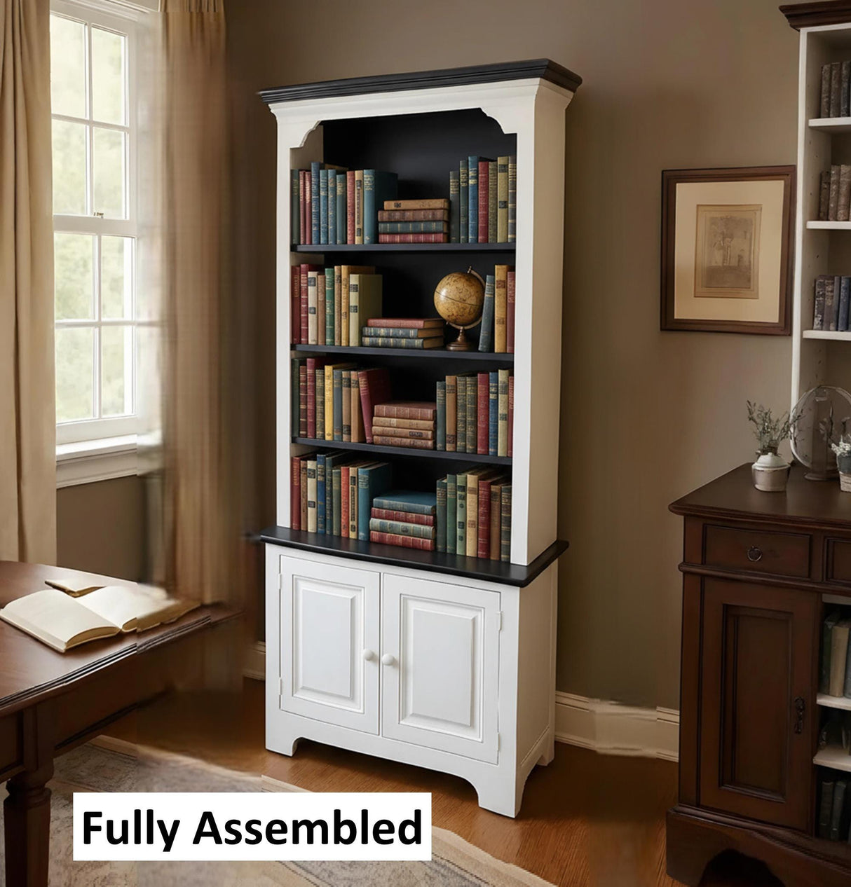 Amish Handmade Farmhouse Cabinet: Poplar Wood Bookcase, Organizer