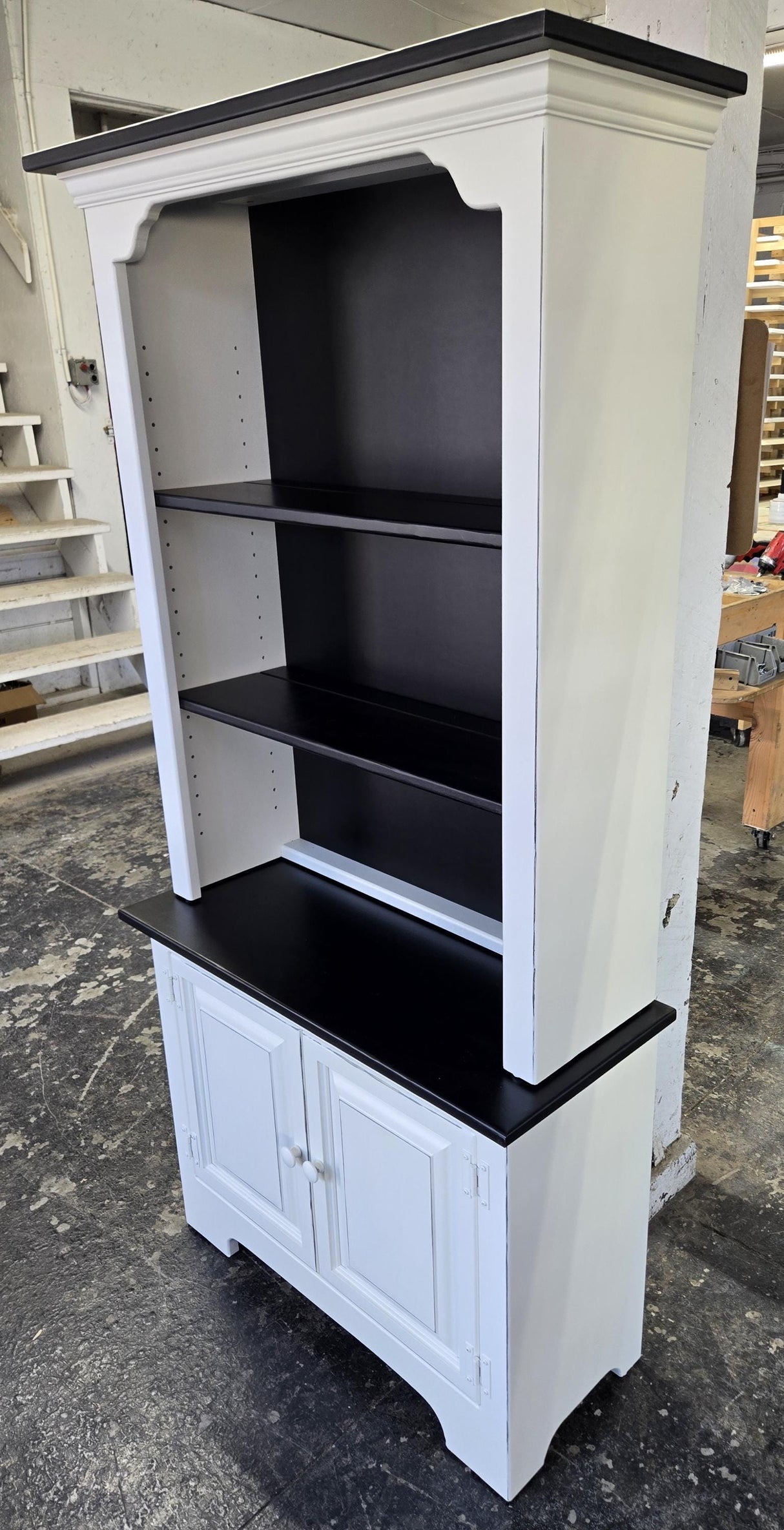 Amish Handmade Farmhouse Cabinet: Poplar Wood Bookcase, Organizer