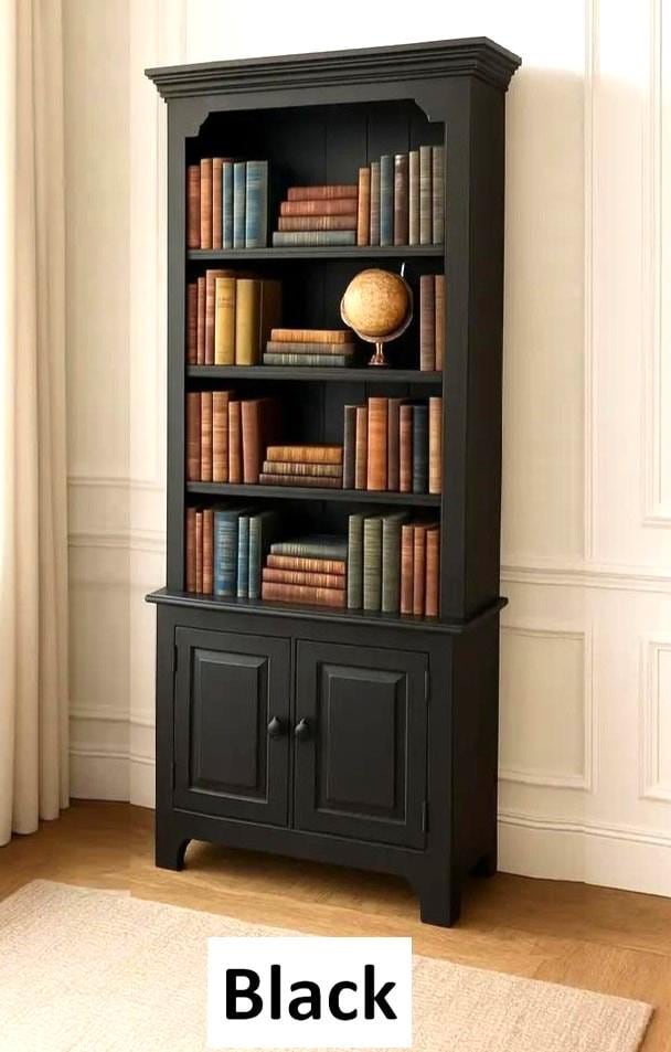 Amish Handmade Farmhouse Cabinet: Poplar Wood Bookcase, Organizer
