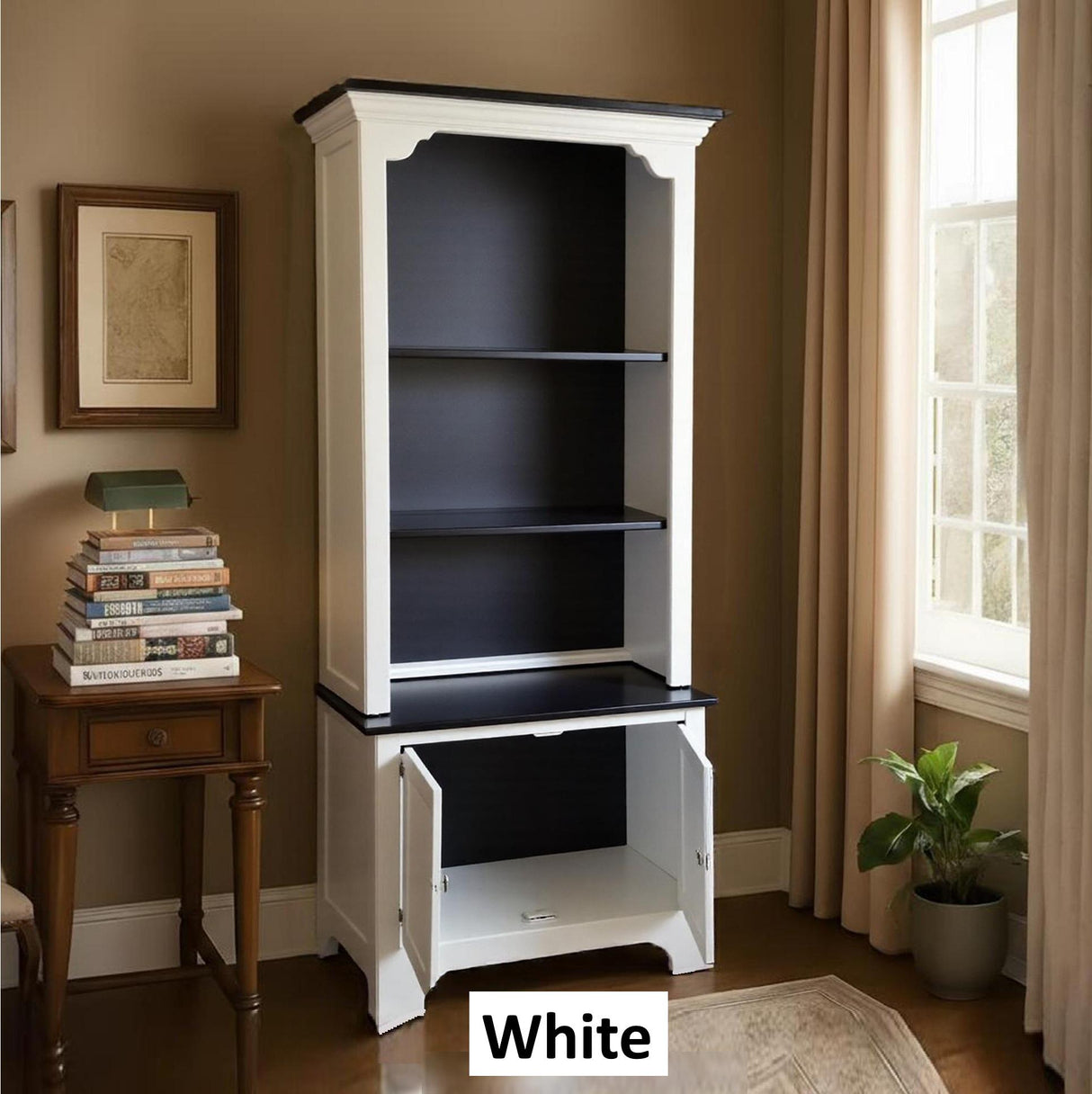 Amish Handmade Farmhouse Cabinet: Poplar Wood Bookcase, Organizer