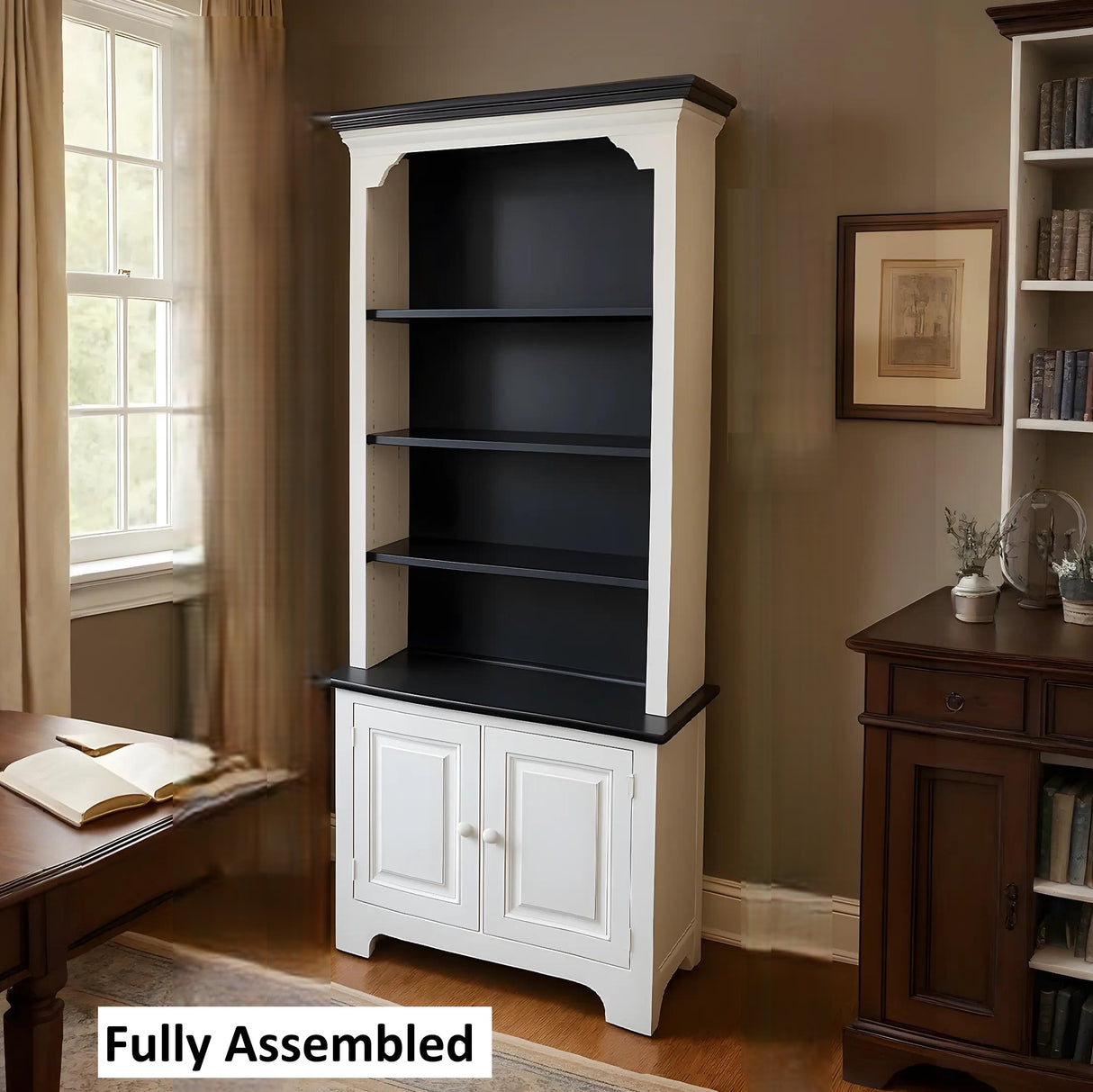 Amish Handmade Farmhouse Cabinet: Poplar Wood Bookcase, Organizer