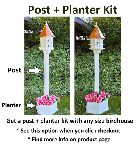 Copper Birdhouse Handmade Large With 8 Nesting Compartments Weather Resistant Birdhouses, Predator Guards, Poly, Bird Lovers - Copper Roof Houses Large