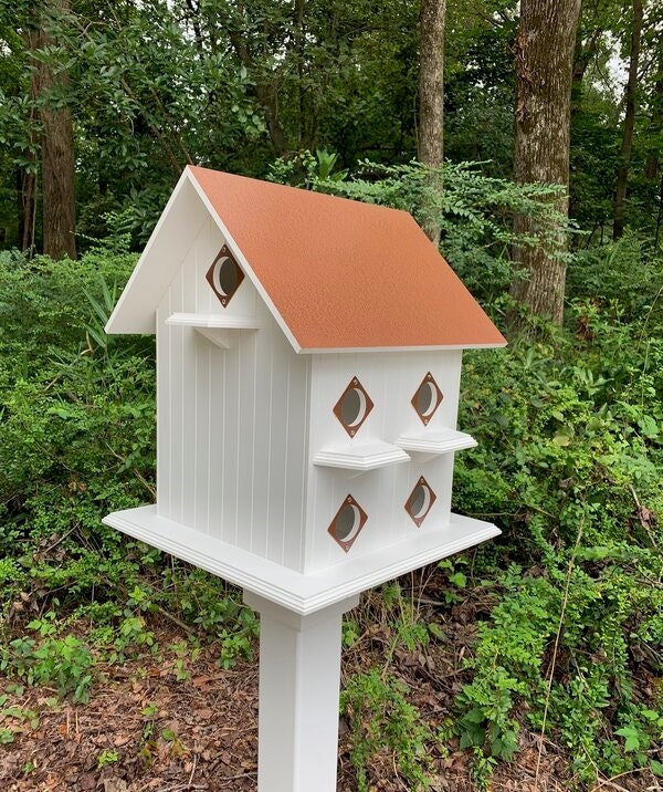 Purple Martin - Bird House - 10 Nesting Compartments - Handmade - Mansion Design - X-Large - Weather Resistant - Birdhouse Outdoor