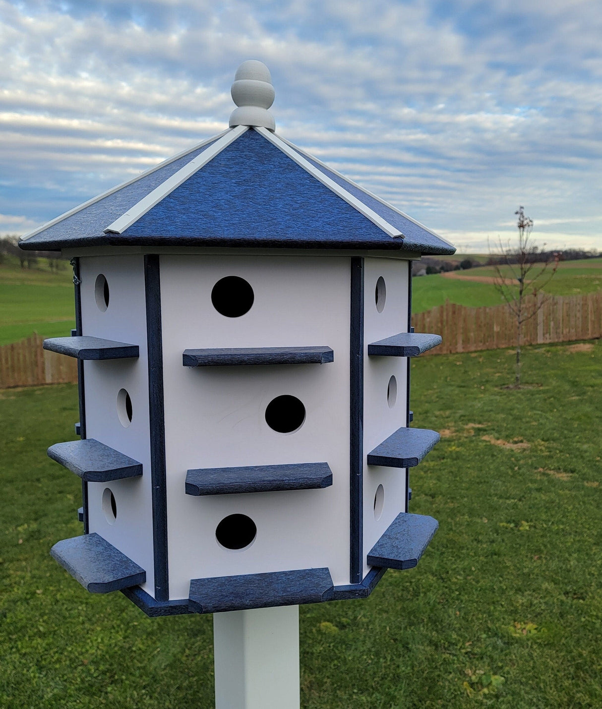 Purple Martin Birdhouse - 18 Nesting Compartments - Amish Handmade - X-Large Weather Resistant - Made of Poly Lumber - Birdhouse Outdoor