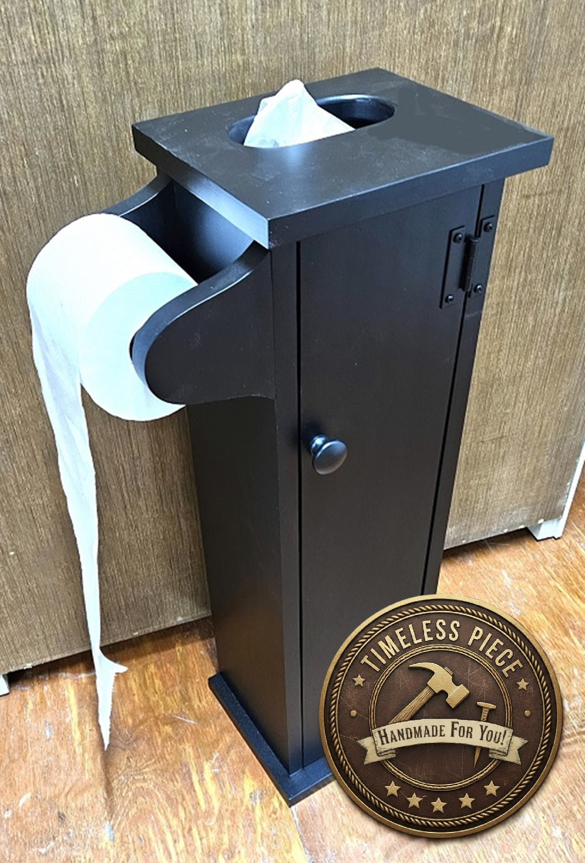 Toilet Paper Holder - Amish Handmade - Toilet Storage - Wooden Cabinet - Roll Holder - Bathroom - Free Standing - Tissue Paper Holder- Home