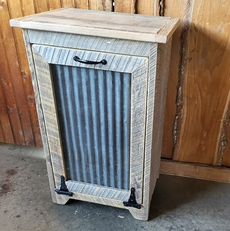 Wood Storage Cabinet, Tiltout Trash Can, Recycling Bin, Amish Handmade, Garbage Can