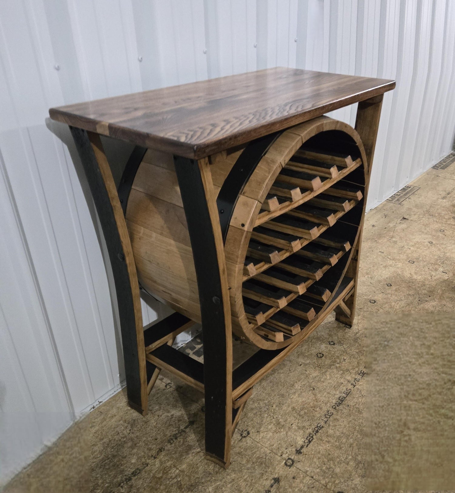 Whiskey Barrel Wine Rack - Amish Handmade - Liquor Cabinet - Furniture - Wooden Bottle Holder - Barrel - Wine Barrel - Whiskey Odor - Rustic