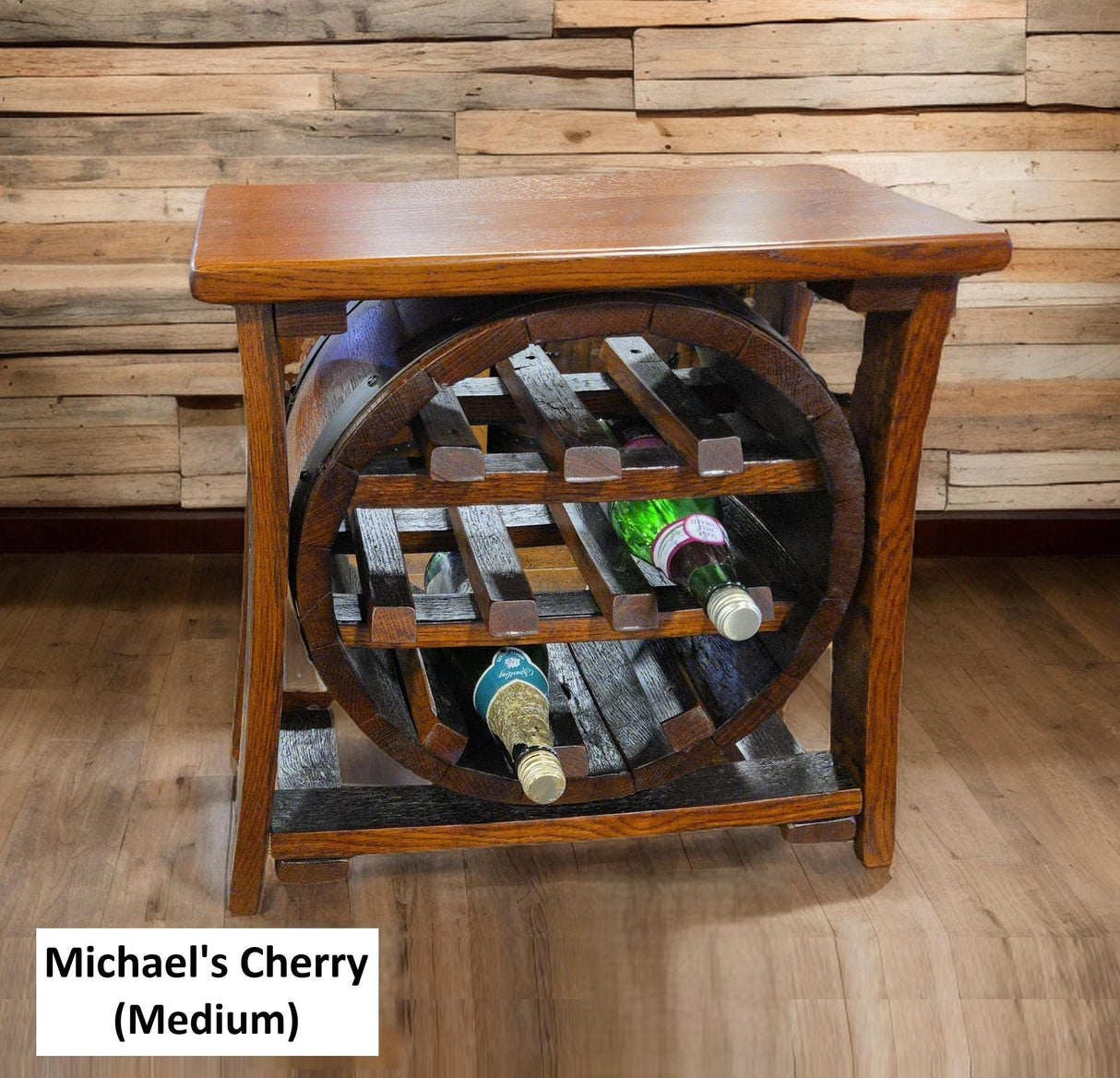 Whiskey Barrel Wine Rack - Amish Handmade - Liquor Cabinet - Furniture - Wooden Bottle Holder - Barrel - Wine Barrel - Whiskey Odor - Rustic