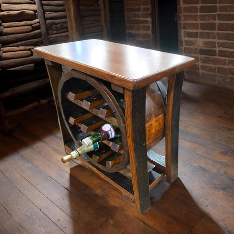 Whiskey Barrel Wine Rack - Amish Handmade - Liquor Cabinet - Furniture - Wooden Bottle Holder - Barrel - Wine Barrel - Whiskey Odor - Rustic