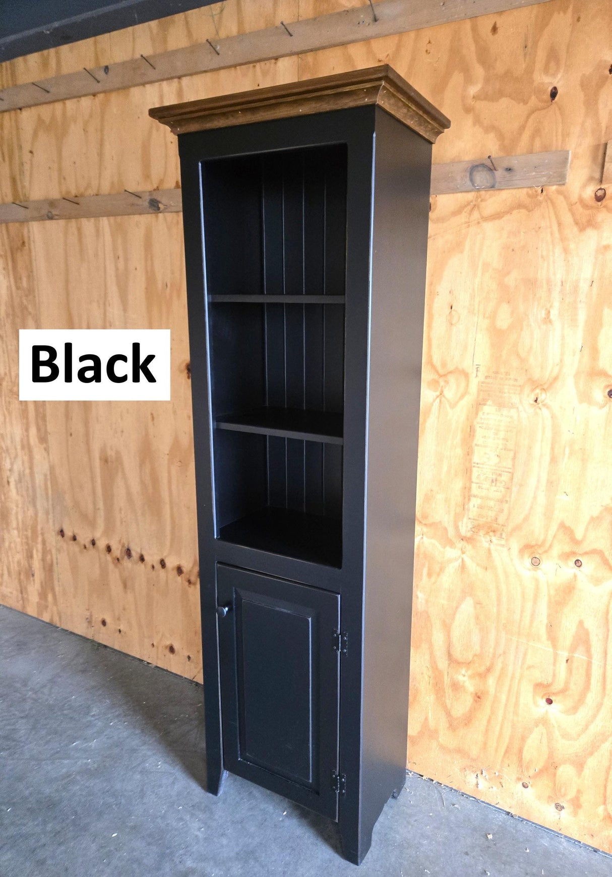 Amish Handmade Pine Cabinet: Farmhouse Kitchen Cupboard with Trash Bin