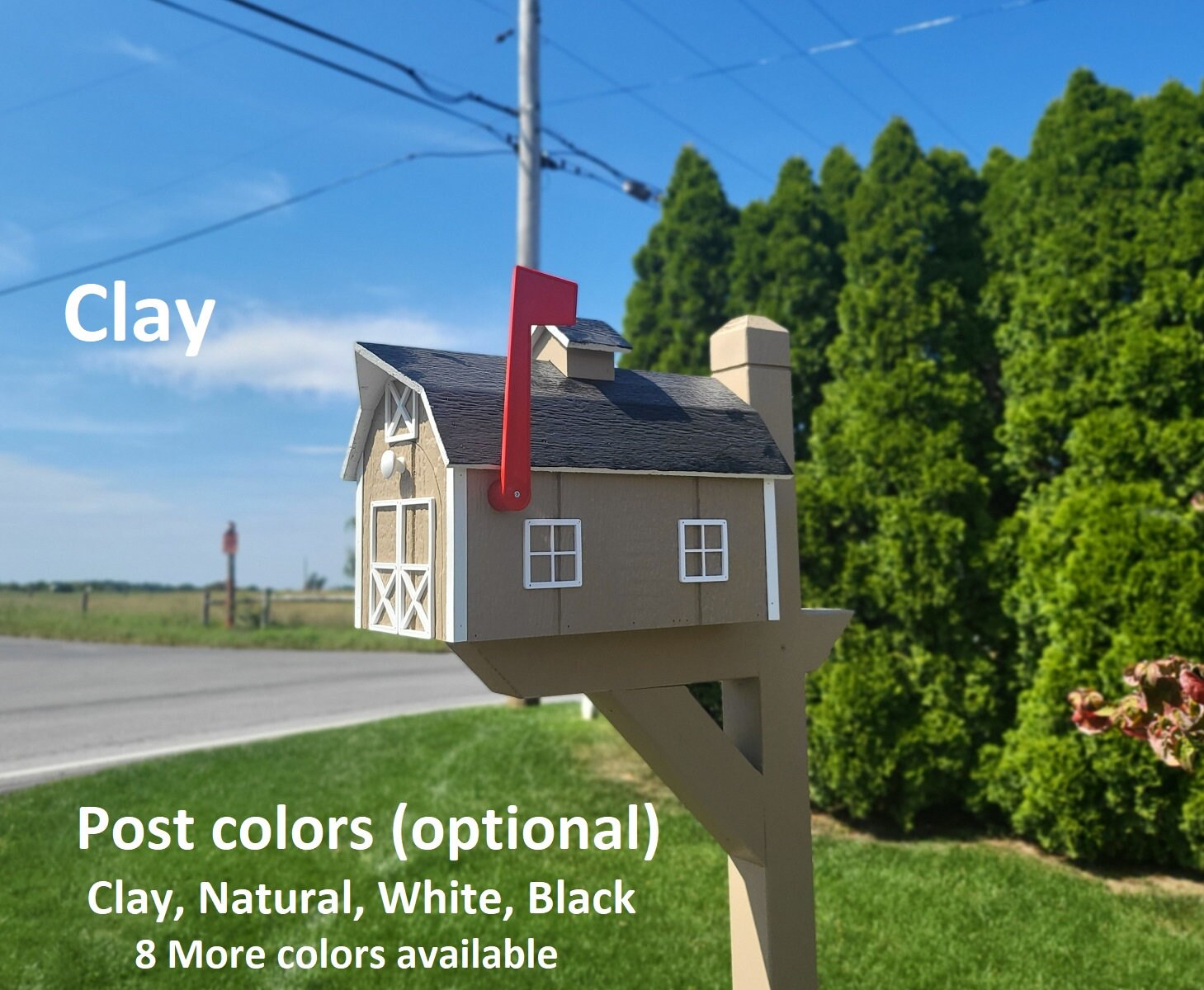 Dutch Mailbox - Barn Mailbox Amish Handmade - Wooden - Color Options