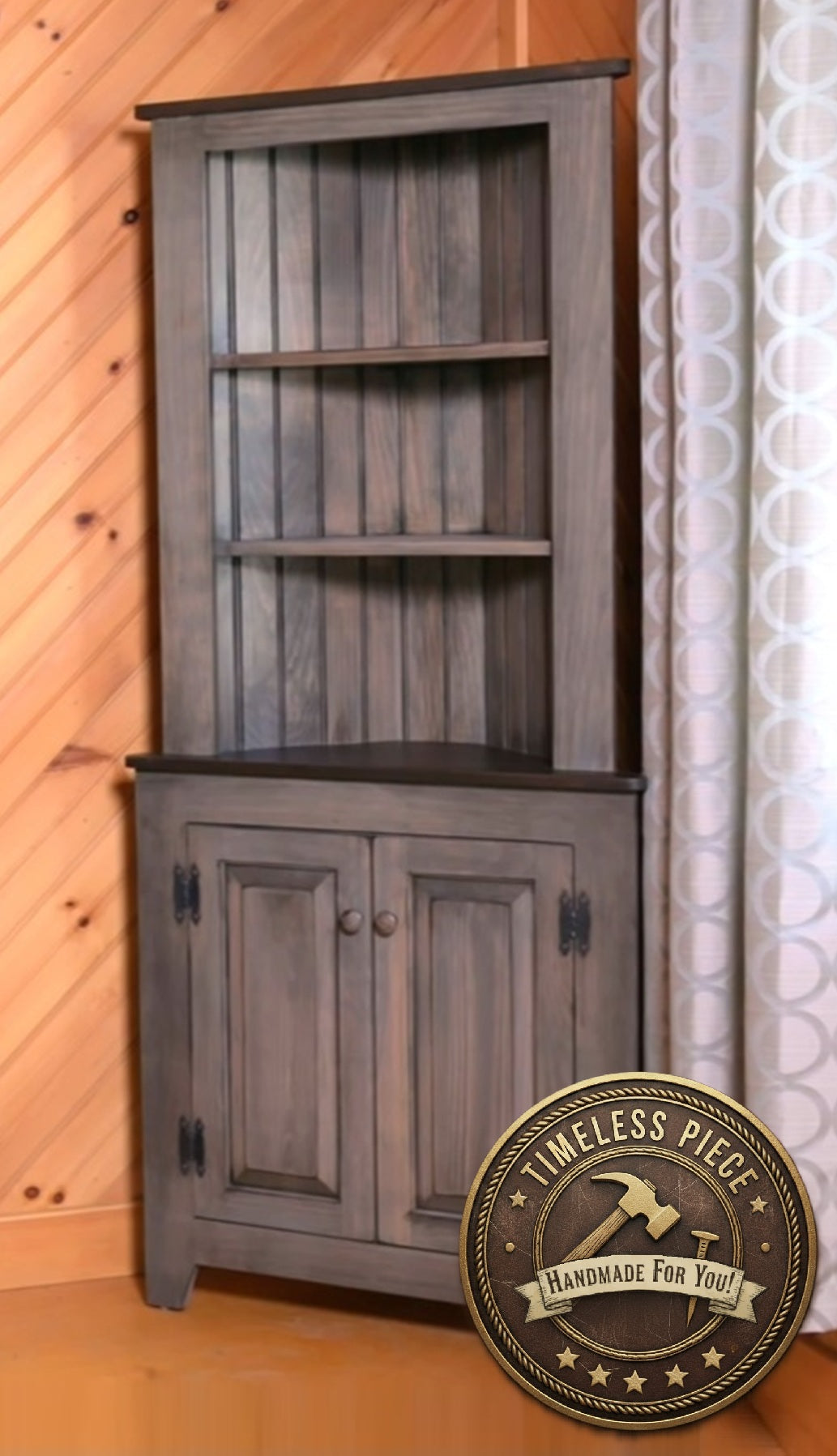 Large Amish Handmade Corner Cabinet - Multipurpose Cabinet - Farmhouse- Primitive Jelly Cabinet- Cupboard- Amish Furniture- Case Goods- Home