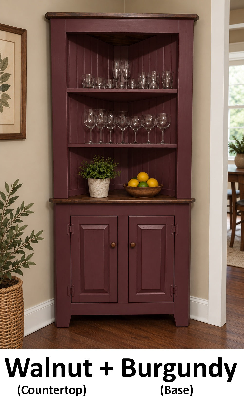 Large Amish Handmade Corner Cabinet - Multipurpose Cabinet - Farmhouse- Primitive Jelly Cabinet- Cupboard- Amish Furniture- Case Goods- Home
