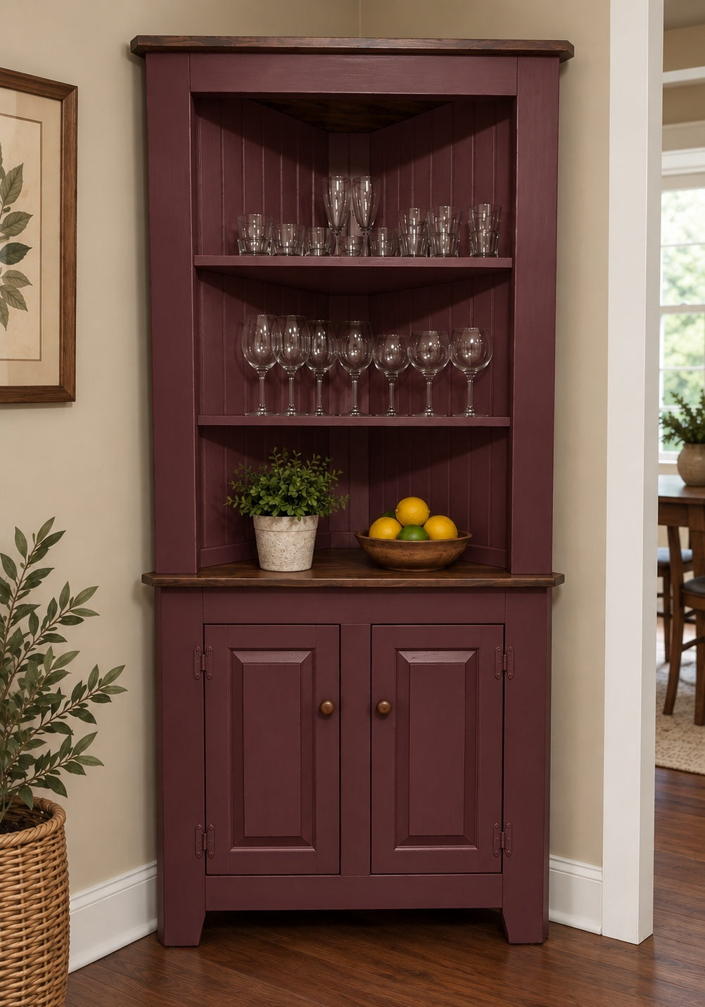 Large Amish Handmade Corner Cabinet - Multipurpose Cabinet - Farmhouse- Primitive Jelly Cabinet- Cupboard- Amish Furniture- Case Goods- Home