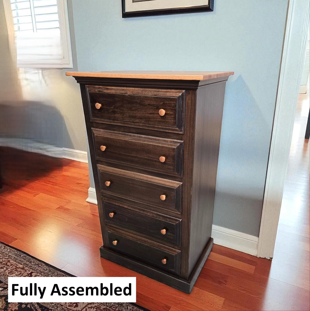 Amish Handmade Farmhouse Dresser: Solid Poplar Wood, Customizable Colors