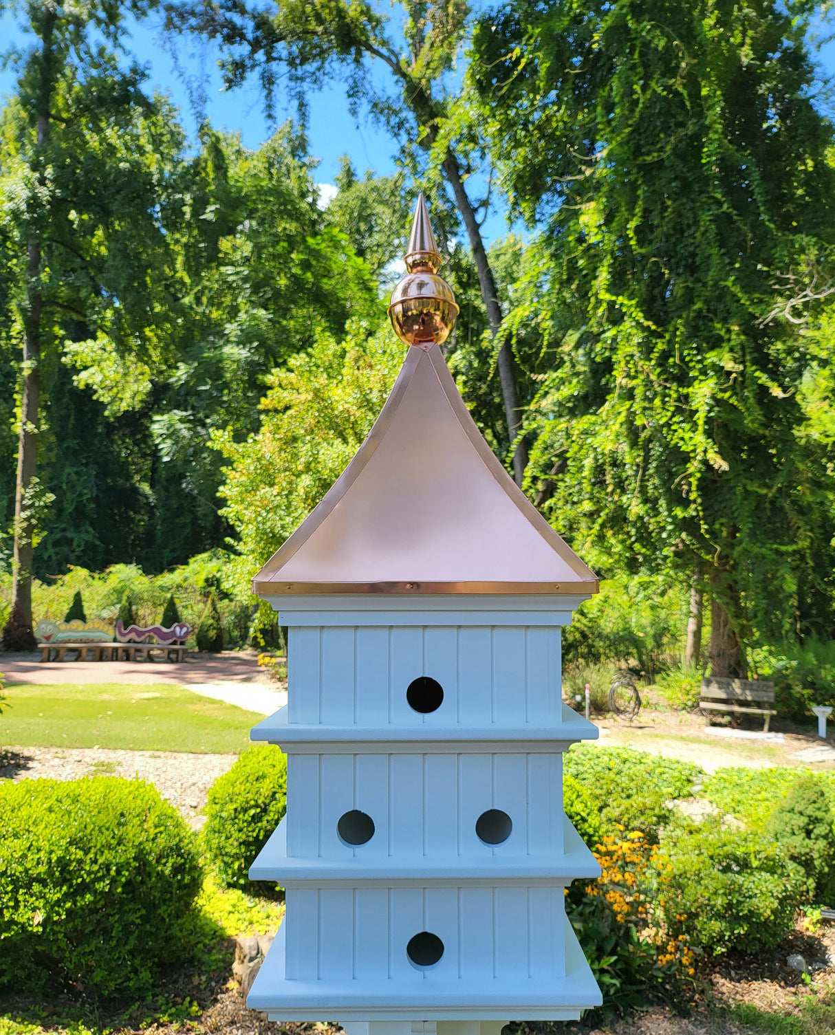 Birdhouse Copper Roof Handmade, X-Large Purple Martin, 12 Nesting Compartments, 18 Holes