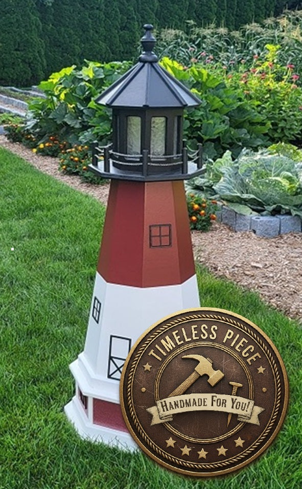 Barnegat Solar Lighthouse. Amish Made - Landmark Replica - Backyard Decor