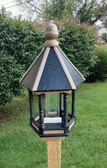 Amish Bird Feeder Handmade - Poly Lumber Weather Resistant - Premium Feeding Tube - Easy Mounting - Bird Feeders For Outdoors