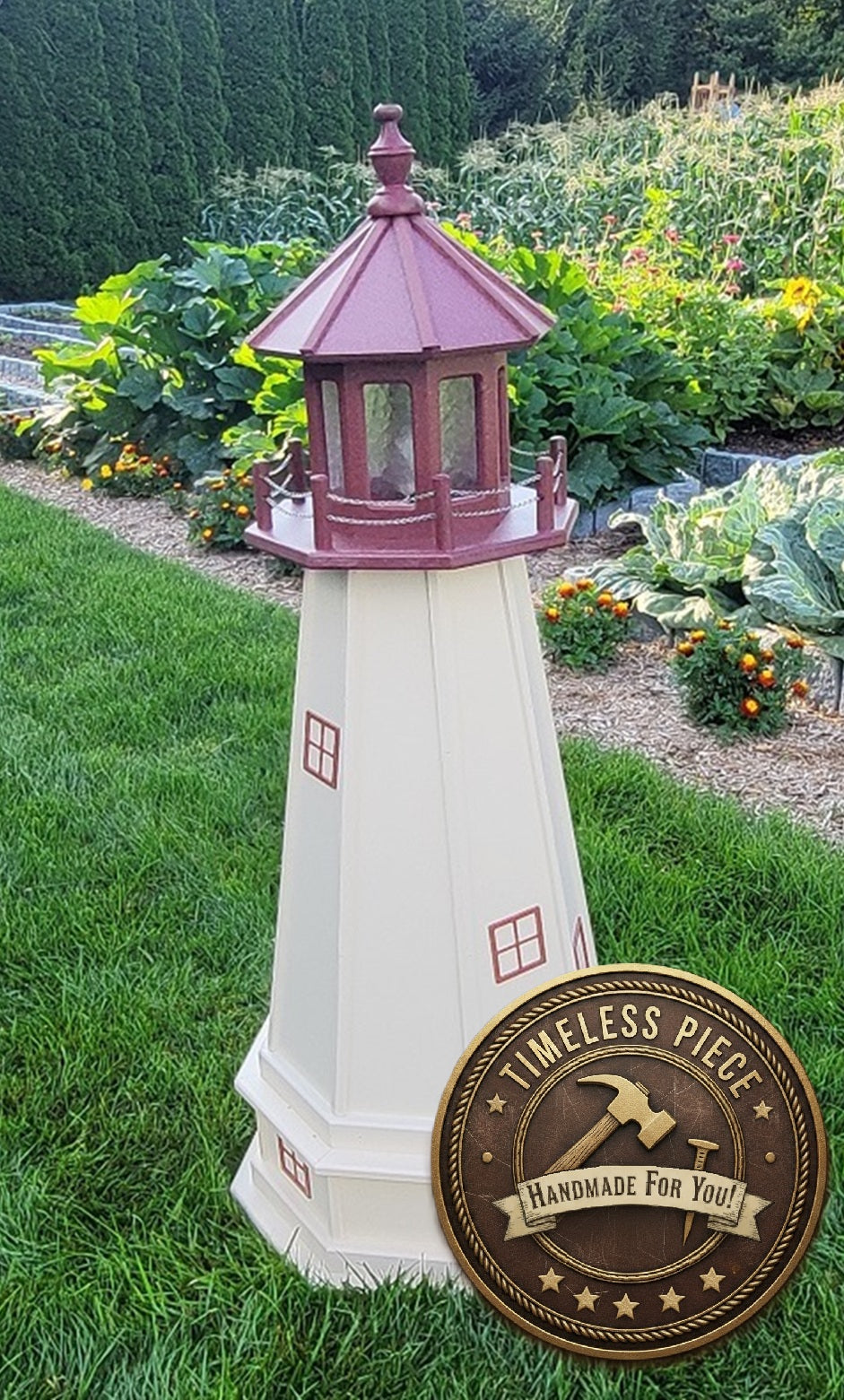 Cape May Lighthouse - Solar - Amish Made - Landmark Replica - Backyard Decor - Lighthouses