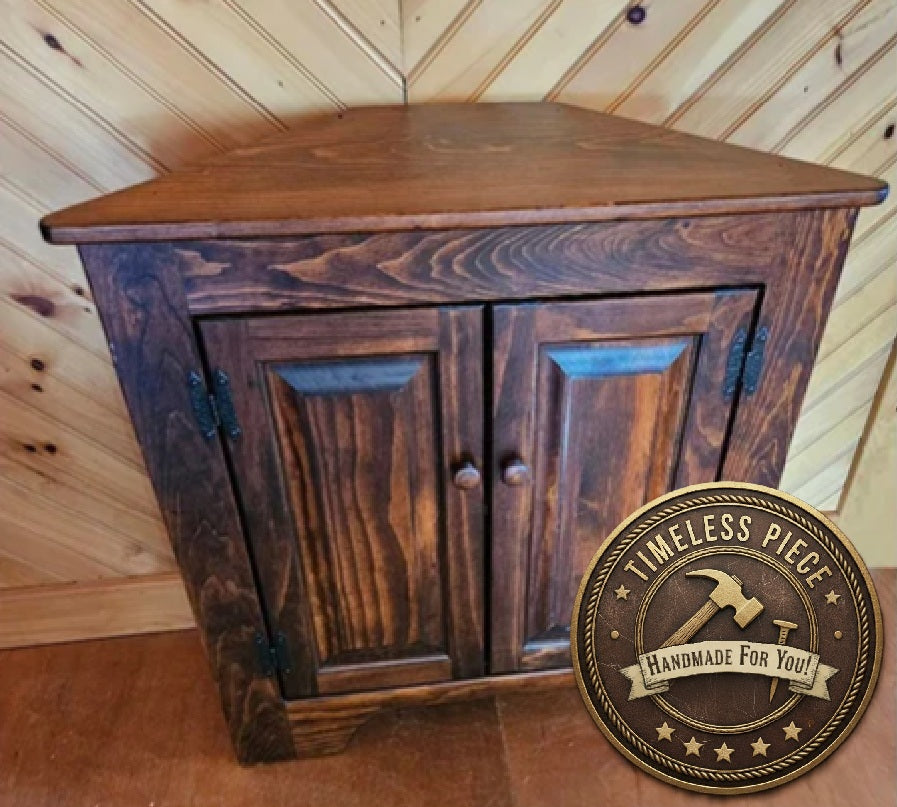 Corner Cabinet 1-2 Doors - Amish Furniture - Free Shipping - Primitive - Storage - TV Cabinet -Amish Handmade - Multipurpose Cabinet - Rustic