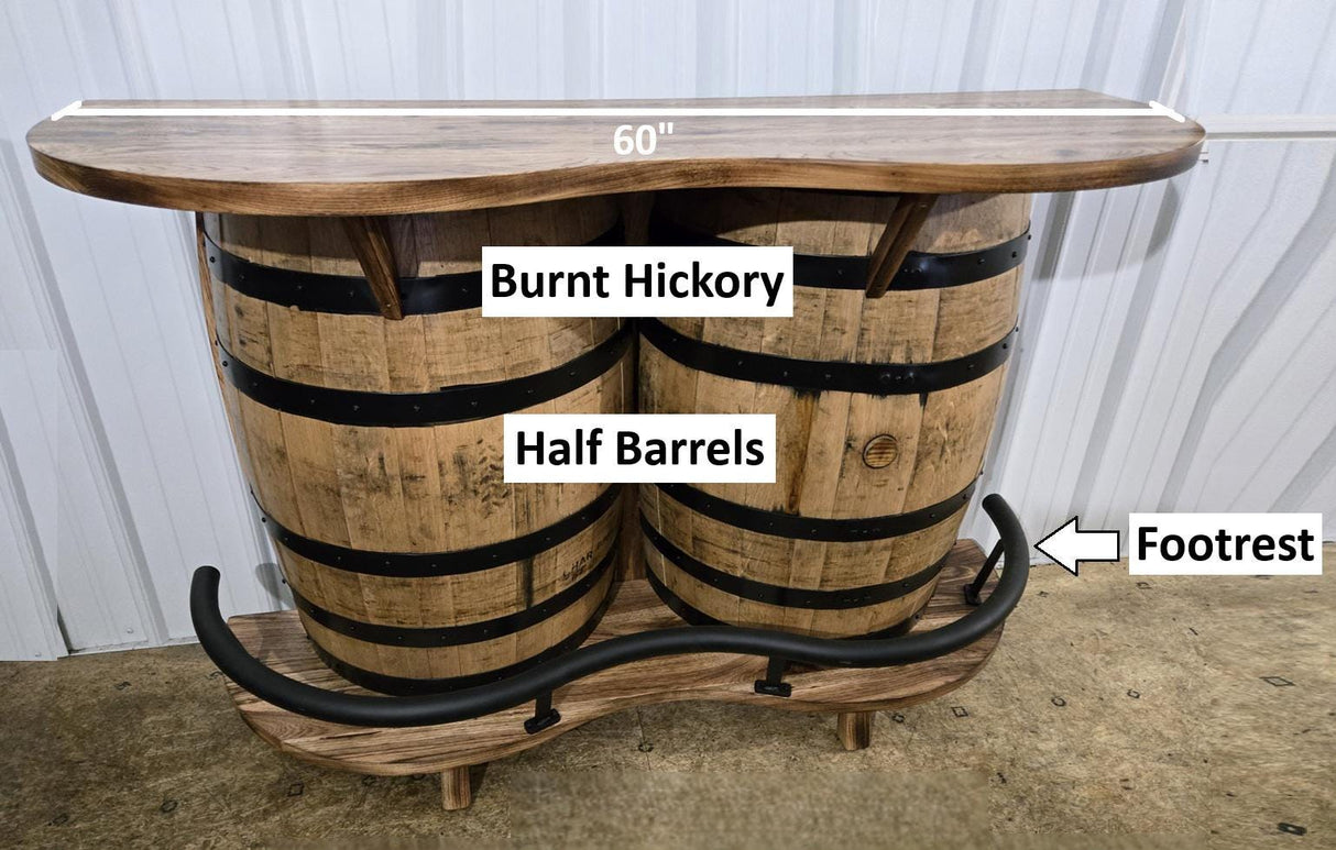 Barrel Bar Table - Amish Handmade - Bar Chairs - Farmhouse Furniture - Swivel Chairs - Rustic - Wine Barrel - Whiskey Odor - Footrest
