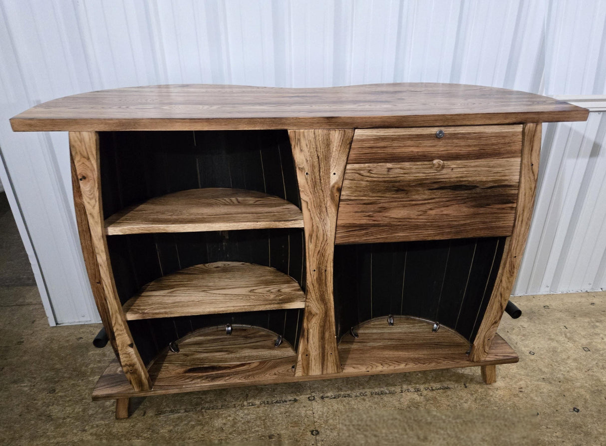 Barrel Bar Table - Amish Handmade - Bar Chairs - Farmhouse Furniture - Swivel Chairs - Rustic - Wine Barrel - Whiskey Odor - Footrest
