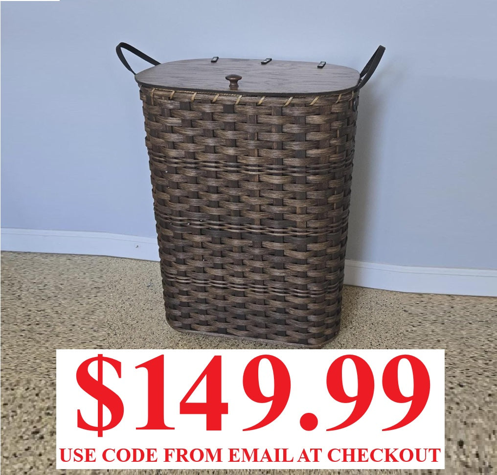 New Arrival Amish Handmade Hamper - Handwoven - Storage - Basket w/ Handles - Laundry Basket - Vintage - Basket w/ Lid - Farmhouse - Wood Basket (Copy)