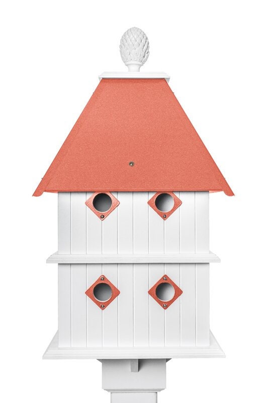 Birdhouse Handmade Choose Roof Color Vinyl PVC Bird house With 8 Nesting Compartments and Metal Predator Guards, Weather Resistant