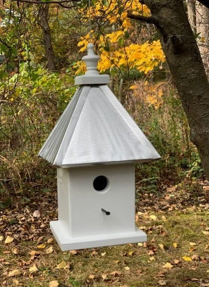 Birdhouse Hanging Handmade Wooden With 1 Nesting Compartment Aluminum Roof