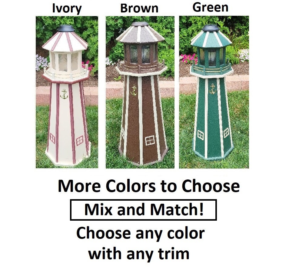 Backyard Solar Lighthouse - Poly Made - Amish Handmade
