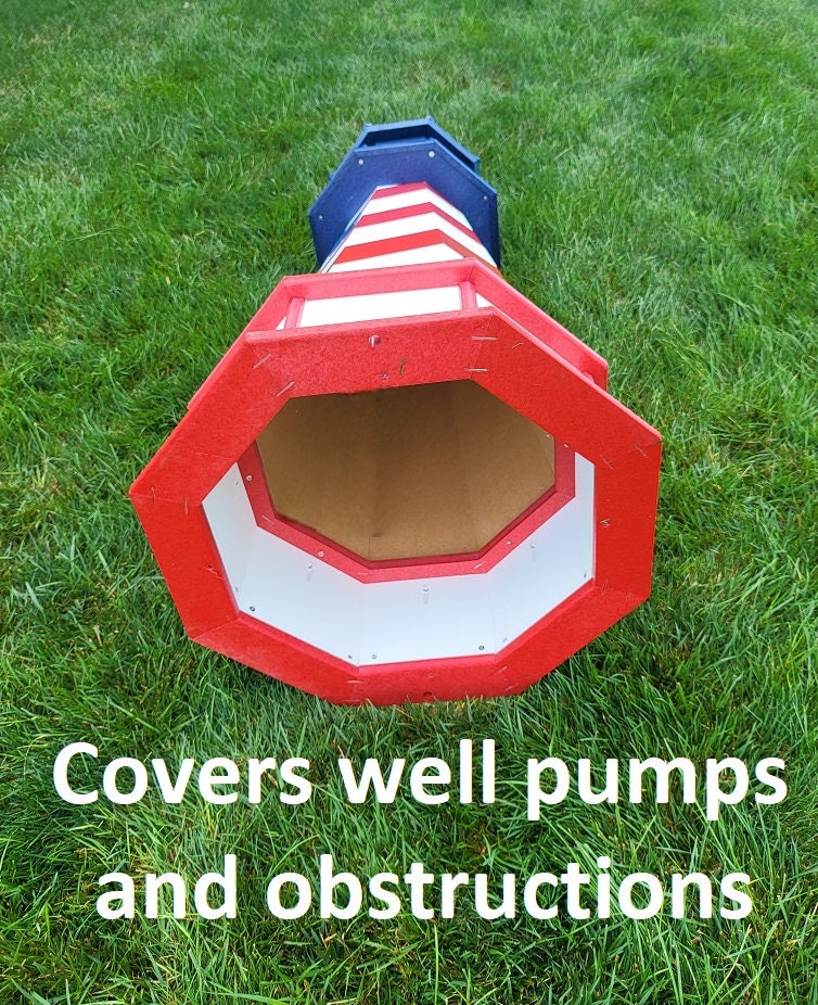 Patriotic Solar Lighthouse - Amish Handmade - Landmark Replica - Garden Decor