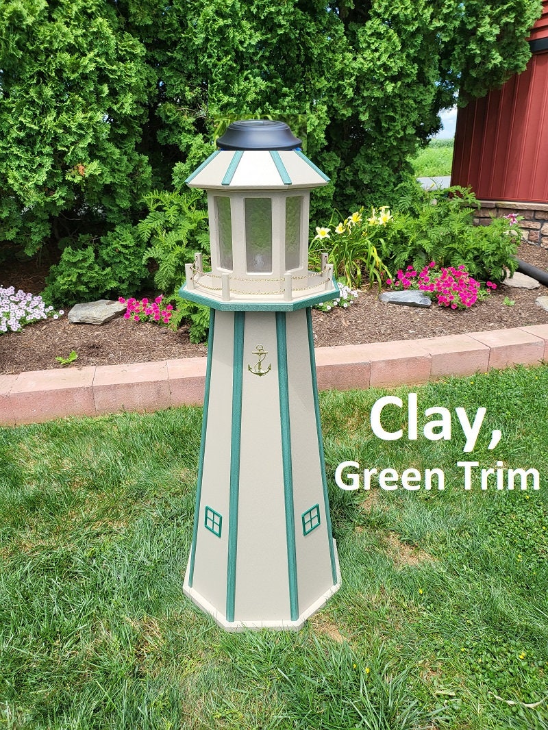 Backyard Solar Lighthouse - Poly Made - Amish Handmade