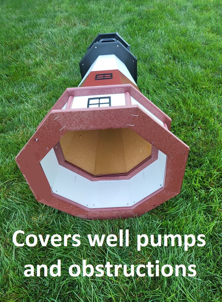 Vermilion Lighthouse - Solar - Amish Made - Landmark Replica - Backyard Decor