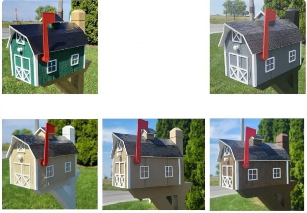 Amish Mailbox - Handmade - Dutch Barn Style - Wooden - Color Options