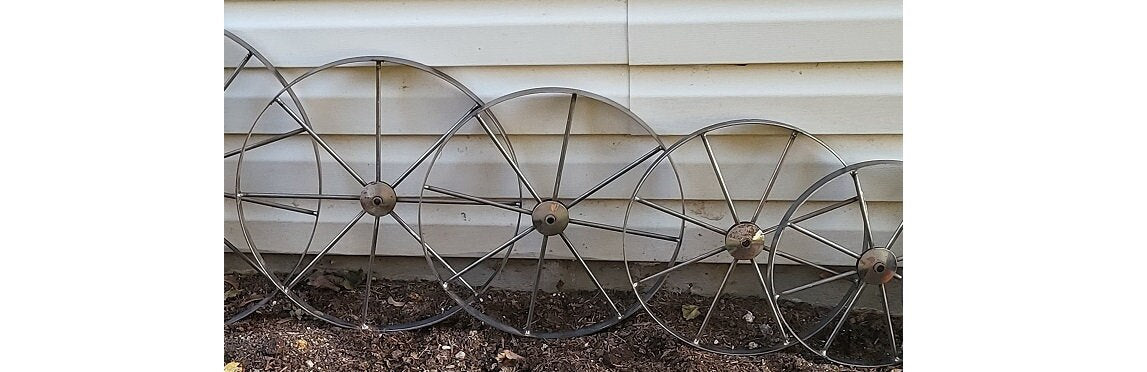 Metal Cart Wheels - Wagon Wheels - Spoke Metal Wheels- Antique Wagon Wheels - Amish Handmade - Country Decor- Primitive - Garden Decoration