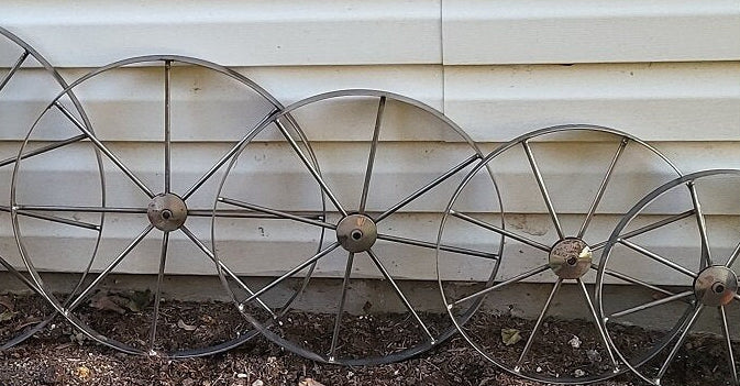 Metal Cart Wheels - Wagon Wheels - Spoke Metal Wheels- Antique Wagon Wheels - Amish Handmade - Country Decor- Primitive - Garden Decoration