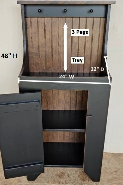 Pantry Cabinet with Hutch - Amish Furniture - Hall Tree Jelly Cabinet - Rustic Storage Cabinet - Coat and Shoes - Amish Handmade - Cupboard