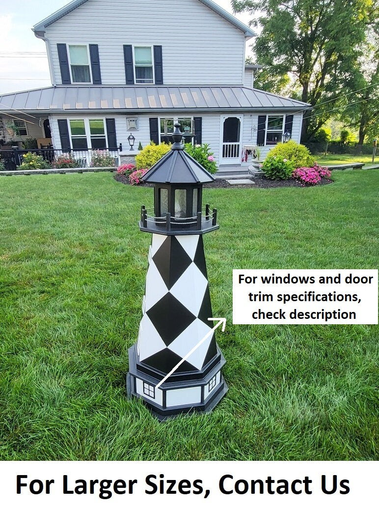 Cape Lookout Lighthouse - Solar - Amish Made - Landmark Replica - Backyard Decor