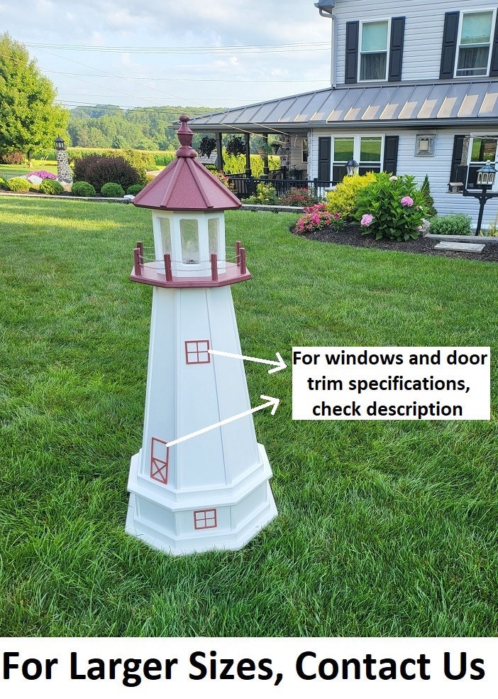 Marblehead Lighthouse - Solar - Amish Made - Landmark Replica - Backyard Decor