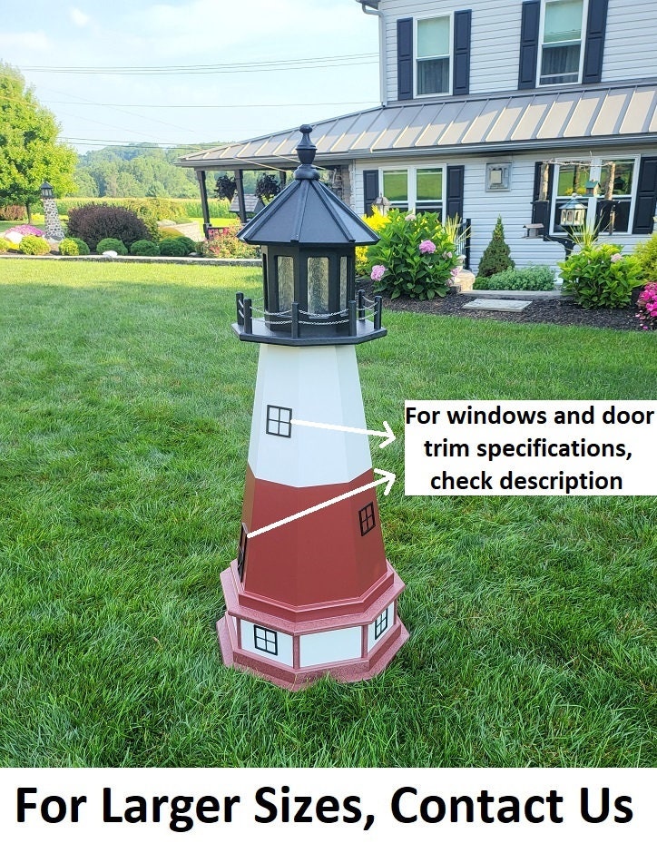 Vermilion Lighthouse - Solar - Amish Made - Landmark Replica - Backyard Decor