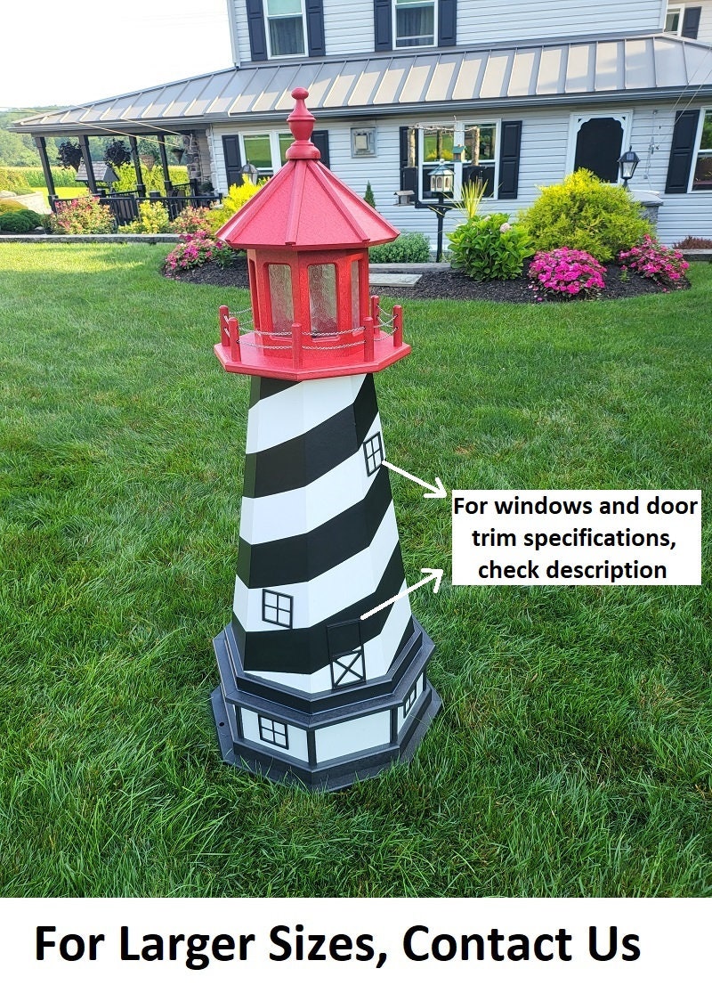 St Augustine Lighthouse - Solar - Amish Made - Landmark Replica - Backyard Decor