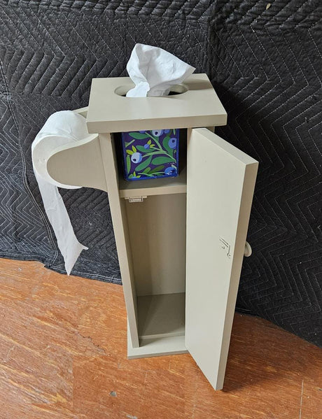 Toilet Roll Dispenser - Amish Handmade - Toilet Storage - Wooden Cabinet - Roll Holder - Bathroom - Free Standing - Tissue Paper Holder
