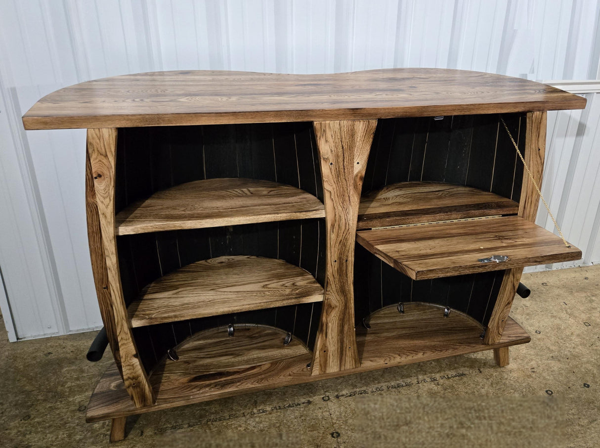 Barrel Bar Table - Amish Handmade - Bar Chairs - Farmhouse Furniture - Swivel Chairs - Rustic - Wine Barrel - Whiskey Odor - Footrest