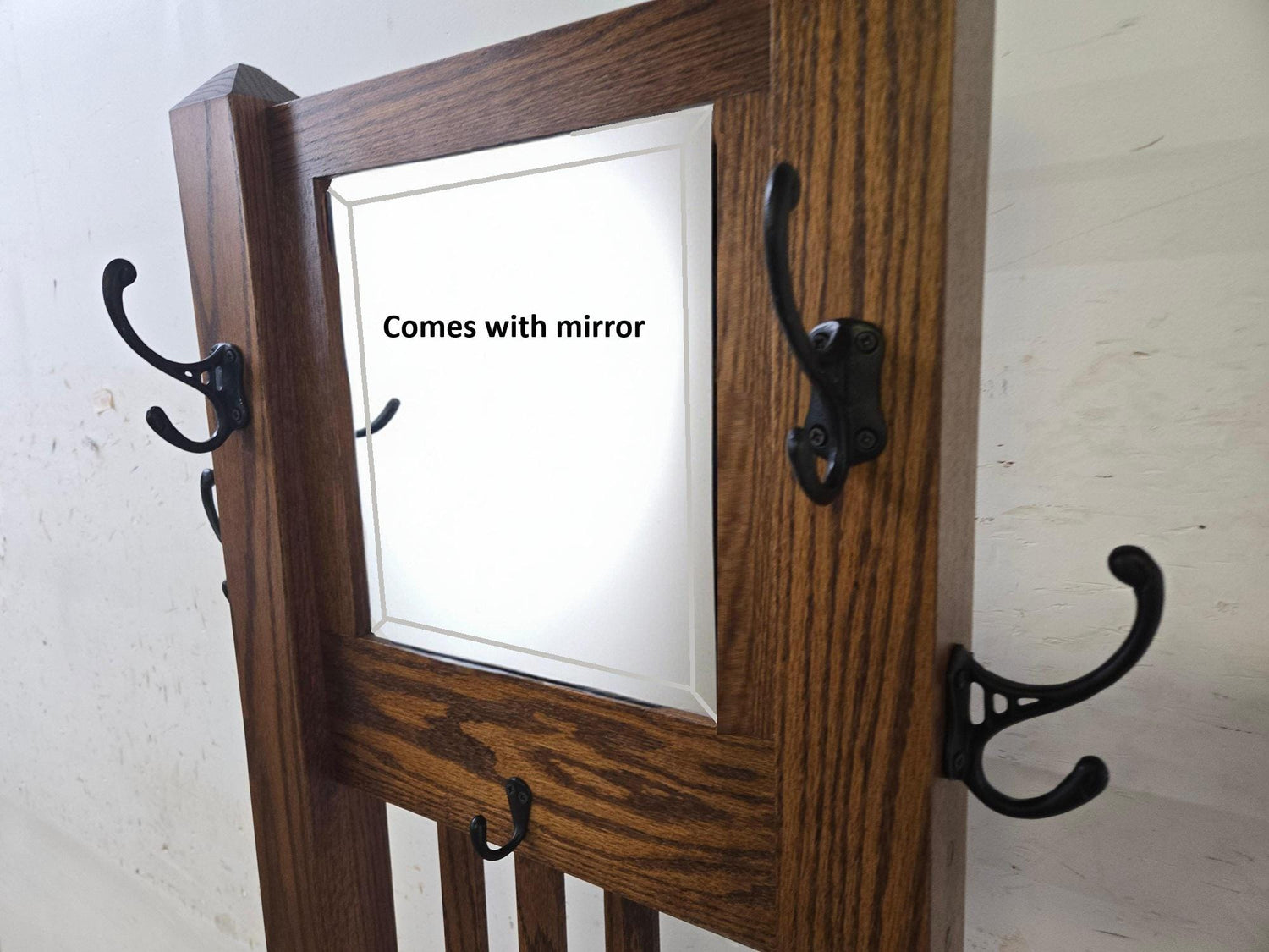 Amish Handmade Hall Seat - Storage Bench - Multipurpose Cabinet - Farmhouse Hall Tree - Mirror Home Decor - Primitive Storage- Rustic- Hooks