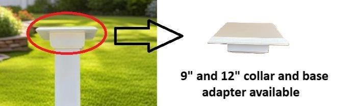 Flat Mount Post For Birdhouse, Bird Feeder, and Lamps, Choose Size, White Post, Sturdy Easy Mount Weather Resistant Decorative Adapter