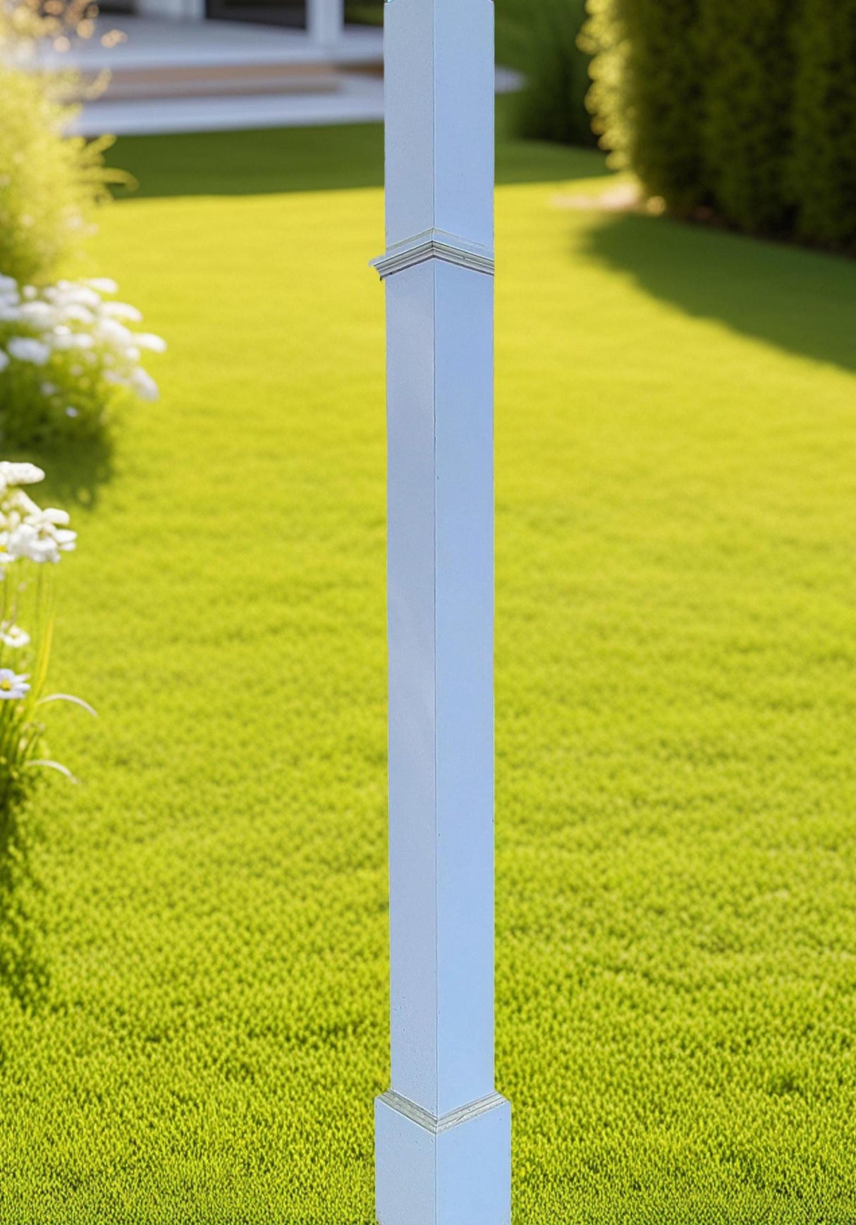 Flat Mount Post For Birdhouse, Bird Feeder, and Lamps, Choose Size, White Post, Sturdy Easy Mount Weather Resistant Decorative Adapter