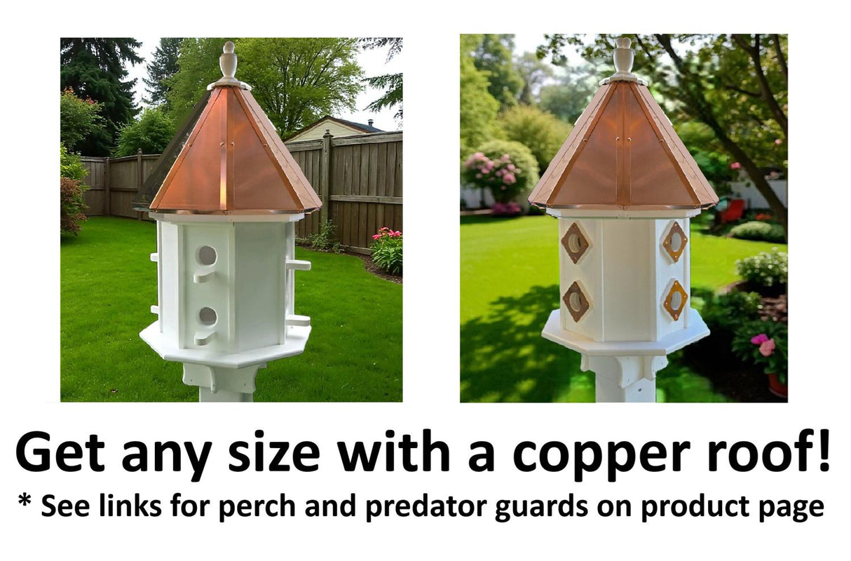 Amish Handmade Cedar Birdhouse – Large Decorative Outdoor Bird House with 2–8 Holes – Maintenance-Free Gift for Bird Lovers - Poly - Outdoor