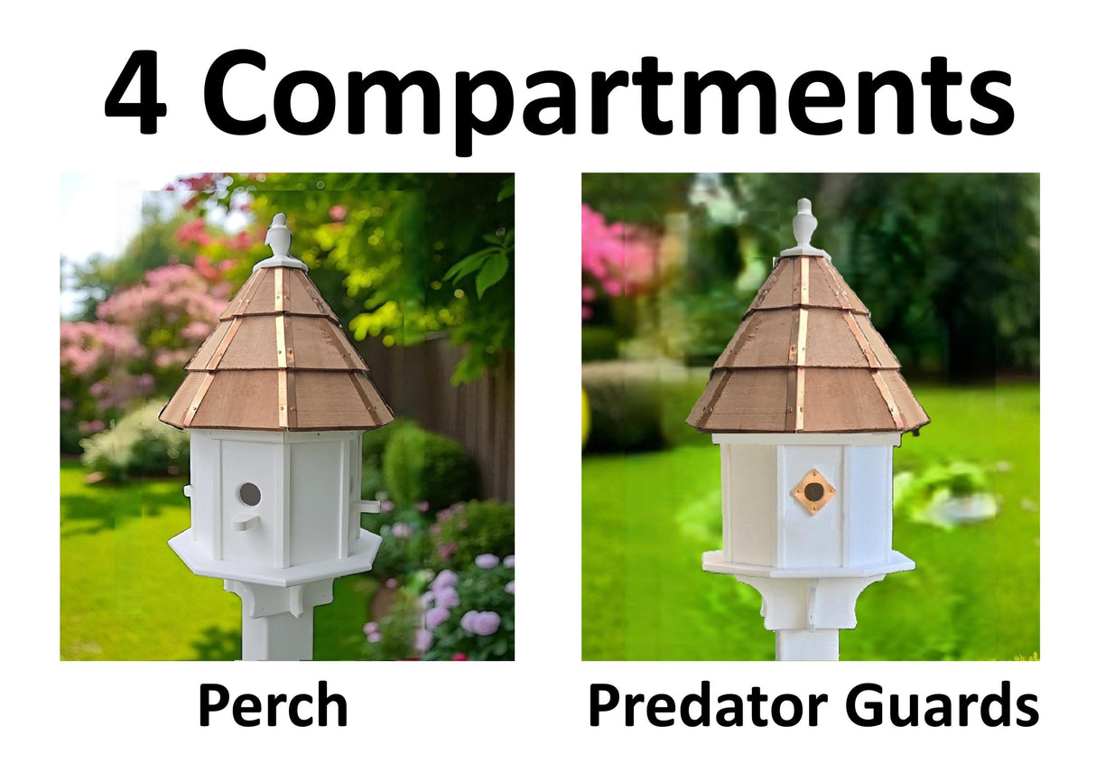 Amish Handmade Cedar Birdhouse – Large Decorative Outdoor Bird House with 2–8 Holes – Maintenance-Free Gift for Bird Lovers - Poly - Outdoor