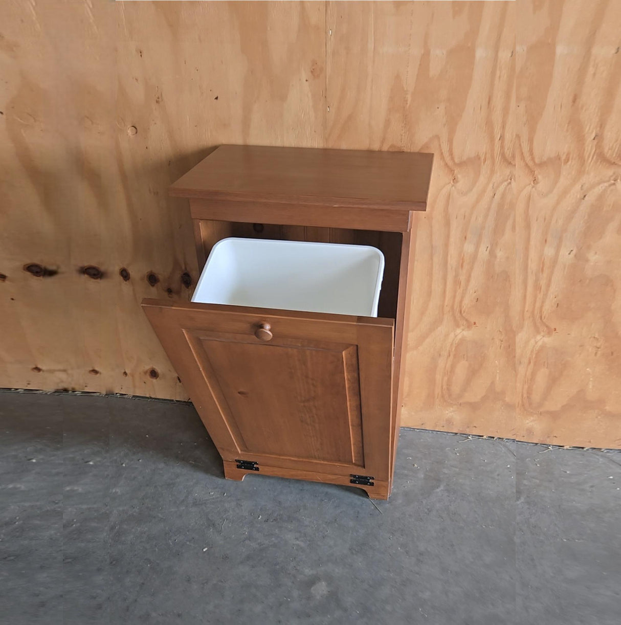 Amish Handmade Pine Tilt-Out Trash Bin: Farmhouse Kitchen Cabinet