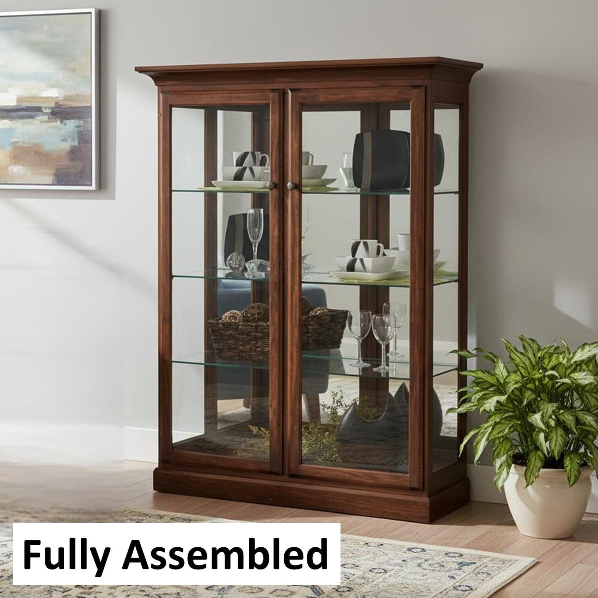 Amish Handmade Glass Cabinet - Glass Display Cabinet - Tall Curio Cabinet - China Display -Modern Home Decor - Multipurpose Cabinet - Rustic